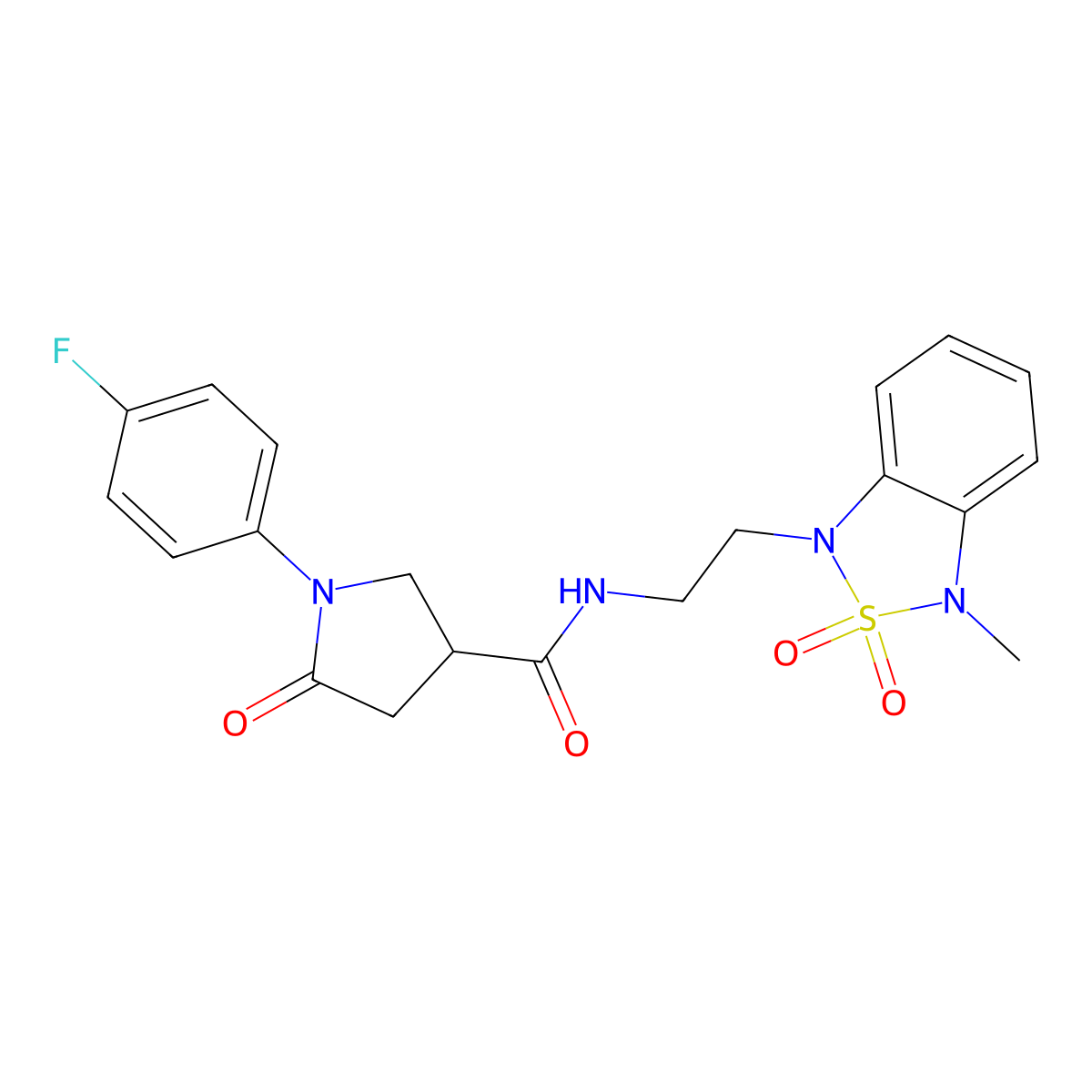 1-(4-fluorophenyl)-N-(2-(3-methyl-2,2-dioxidobenzo[c][1,2,5]thiadiazol-1(3H)-yl)ethyl)-5-oxopyrrolidine-3-carboxamide molecular structure, CAS 2034488-50-9