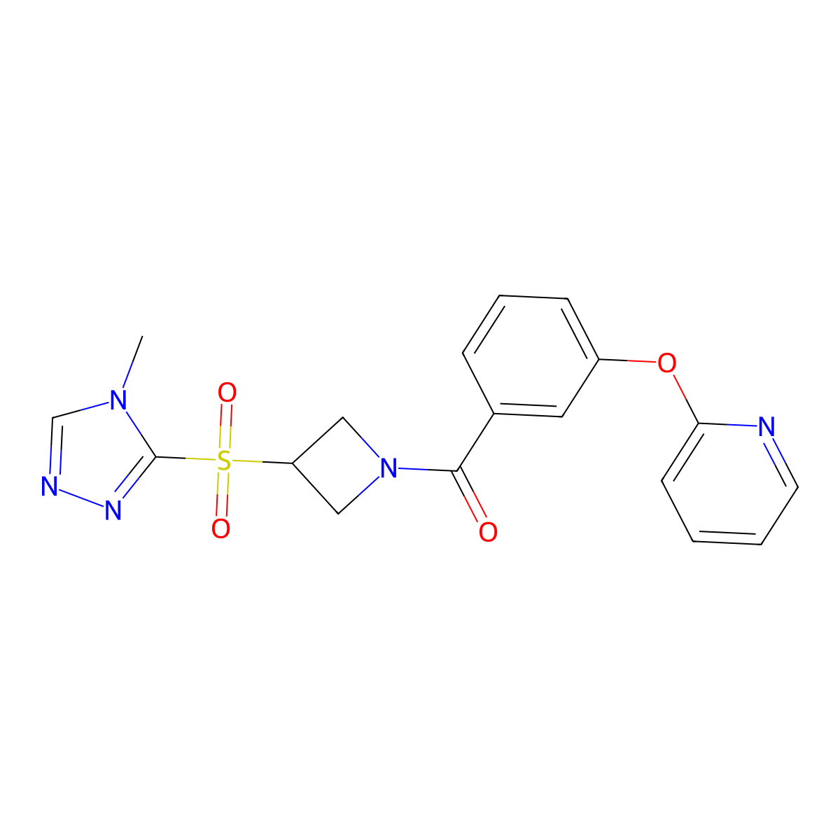 (3-((4-methyl-4H-1,2,4-triazol-3-yl)sulfonyl)azetidin-1-yl)(3-(pyridin-2-yloxy)phenyl)methanone molecular structure, CAS 2034488-55-4