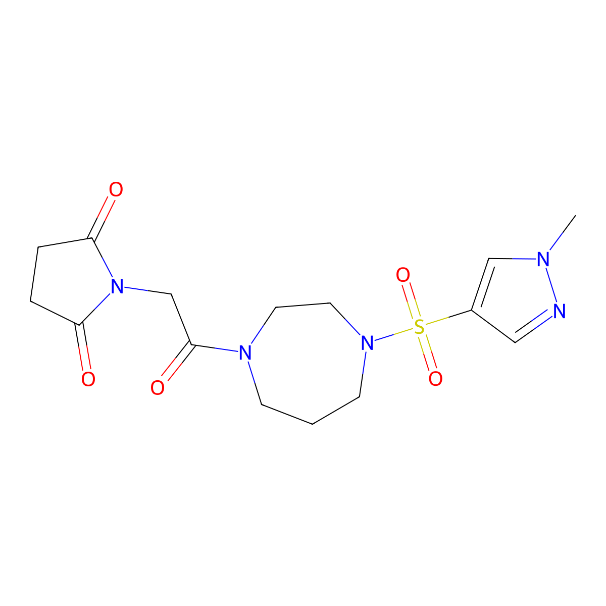 1-(2-(4-((1-methyl-1H-pyrazol-4-yl)sulfonyl)-1,4-diazepan-1-yl)-2-oxoethyl)pyrrolidine-2,5-dione molecular structure, CAS 2034488-57-6