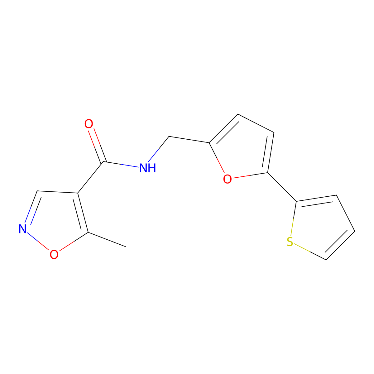 5-methyl-N-((5-(thiophen-2-yl)furan-2-yl)methyl)isoxazole-4-carboxamide molecular structure, CAS 2034488-58-7