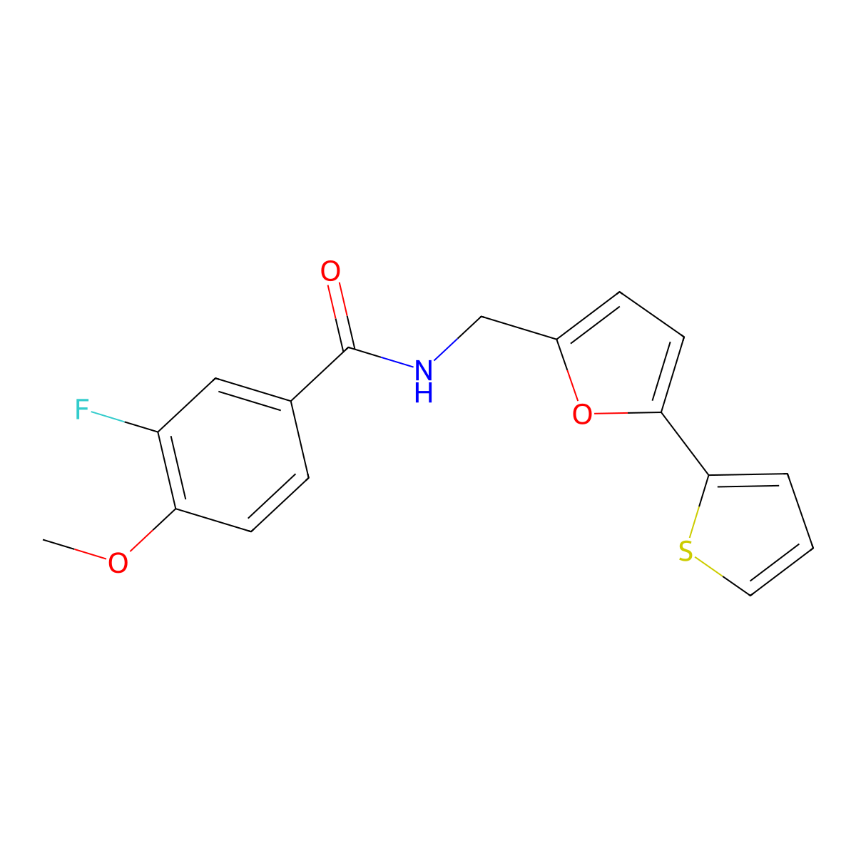 3-fluoro-4-methoxy-N-{[5-(thiophen-2-yl)furan-2-yl]methyl}benzamide molecular structure, CAS 2034488-66-7