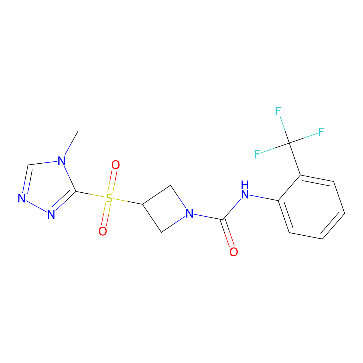 3-((4-methyl-4H-1,2,4-triazol-3-yl)sulfonyl)-N-(2-(trifluoromethyl)phenyl)azetidine-1-carboxamide molecular structure, CAS 2034488-67-8