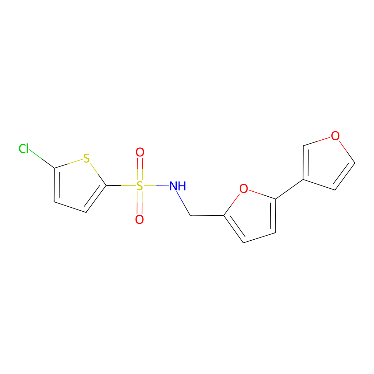 N-({[2,3'-bifuran]-5-yl}methyl)-5-chlorothiophene-2-sulfonamide molecular structure, CAS 2034488-68-9