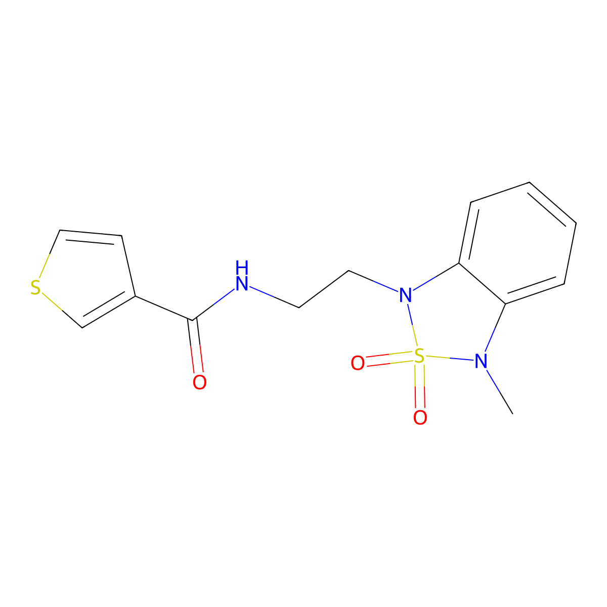 N-(2-(3-methyl-2,2-dioxidobenzo[c][1,2,5]thiadiazol-1(3H)-yl)ethyl)thiophene-3-carboxamide molecular structure, CAS 2034488-69-0