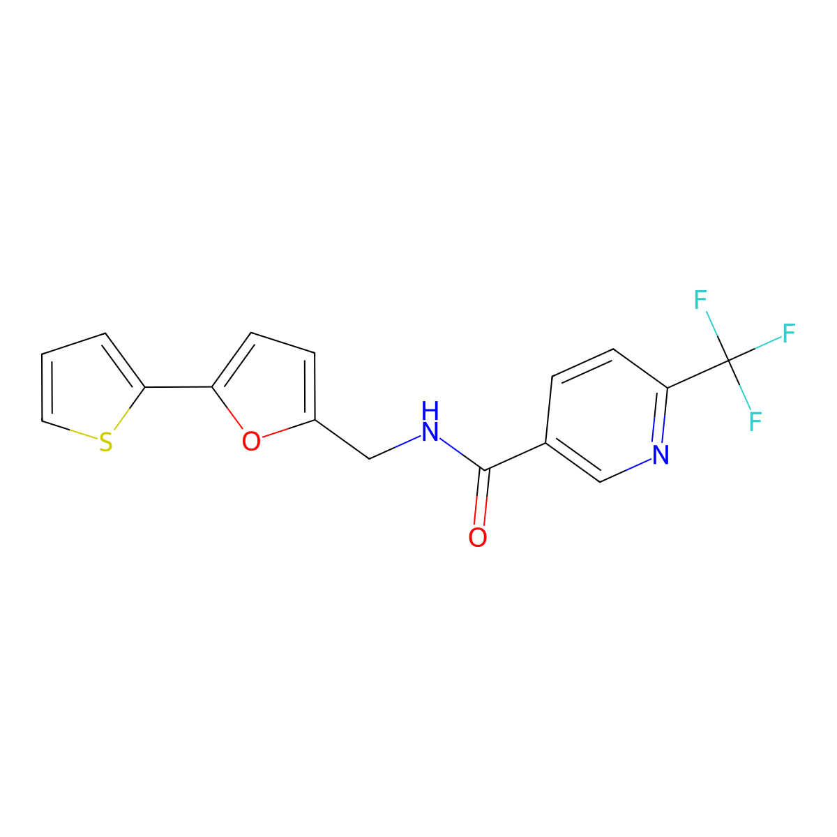 N-((5-(thiophen-2-yl)furan-2-yl)methyl)-6-(trifluoromethyl)nicotinamide molecular structure, CAS 2034488-79-2