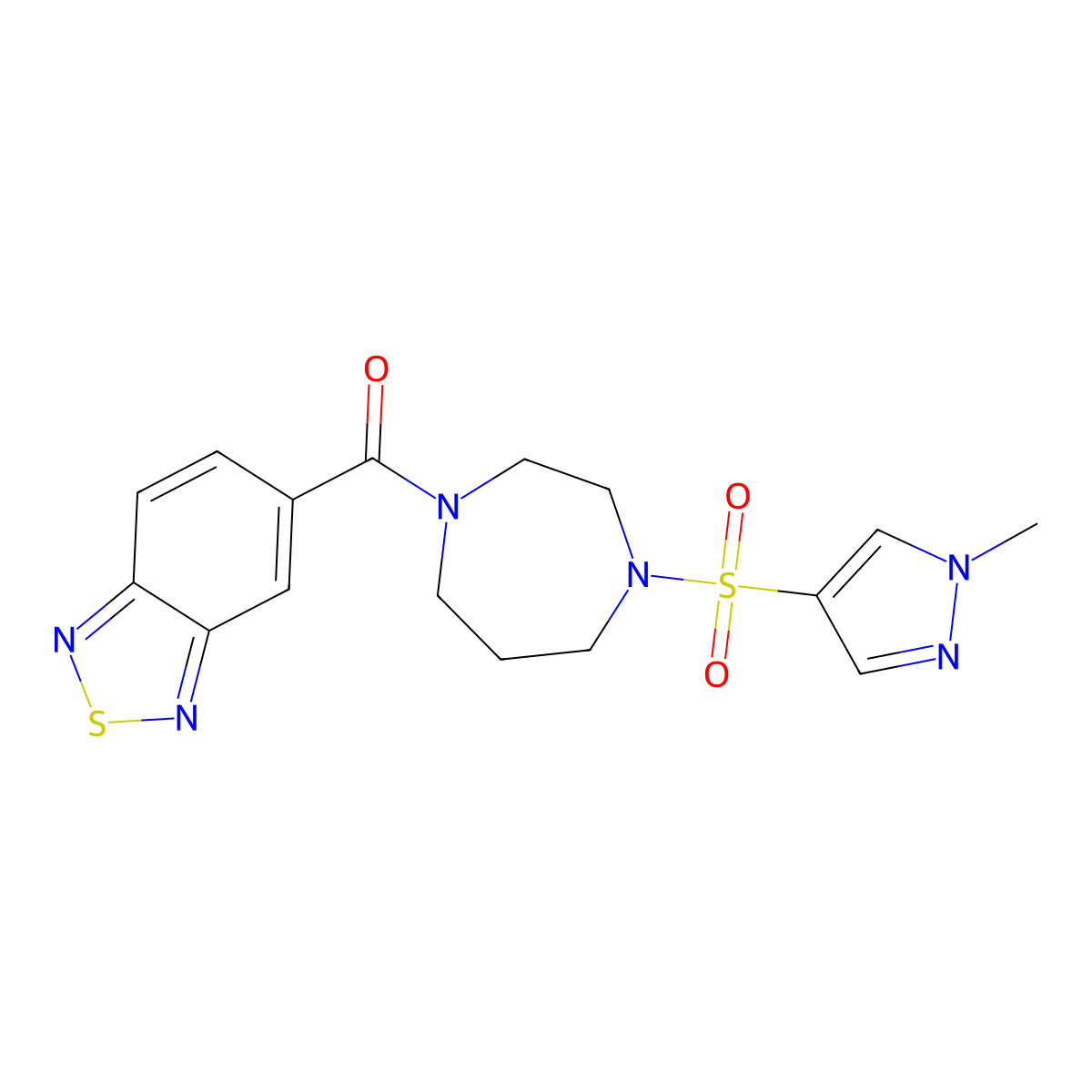 benzo[c][1,2,5]thiadiazol-5-yl(4-((1-methyl-1H-pyrazol-4-yl)sulfonyl)-1,4-diazepan-1-yl)methanone molecular structure, CAS 2034488-88-3