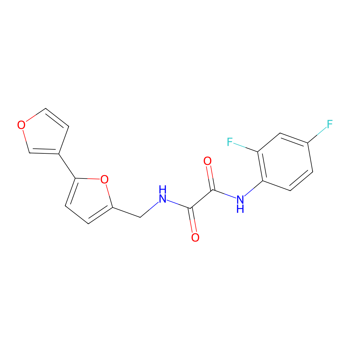 N-({[2,3'-bifuran]-5-yl}methyl)-N'-(2,4-difluorophenyl)ethanediamide molecular structure, CAS 2034488-90-7