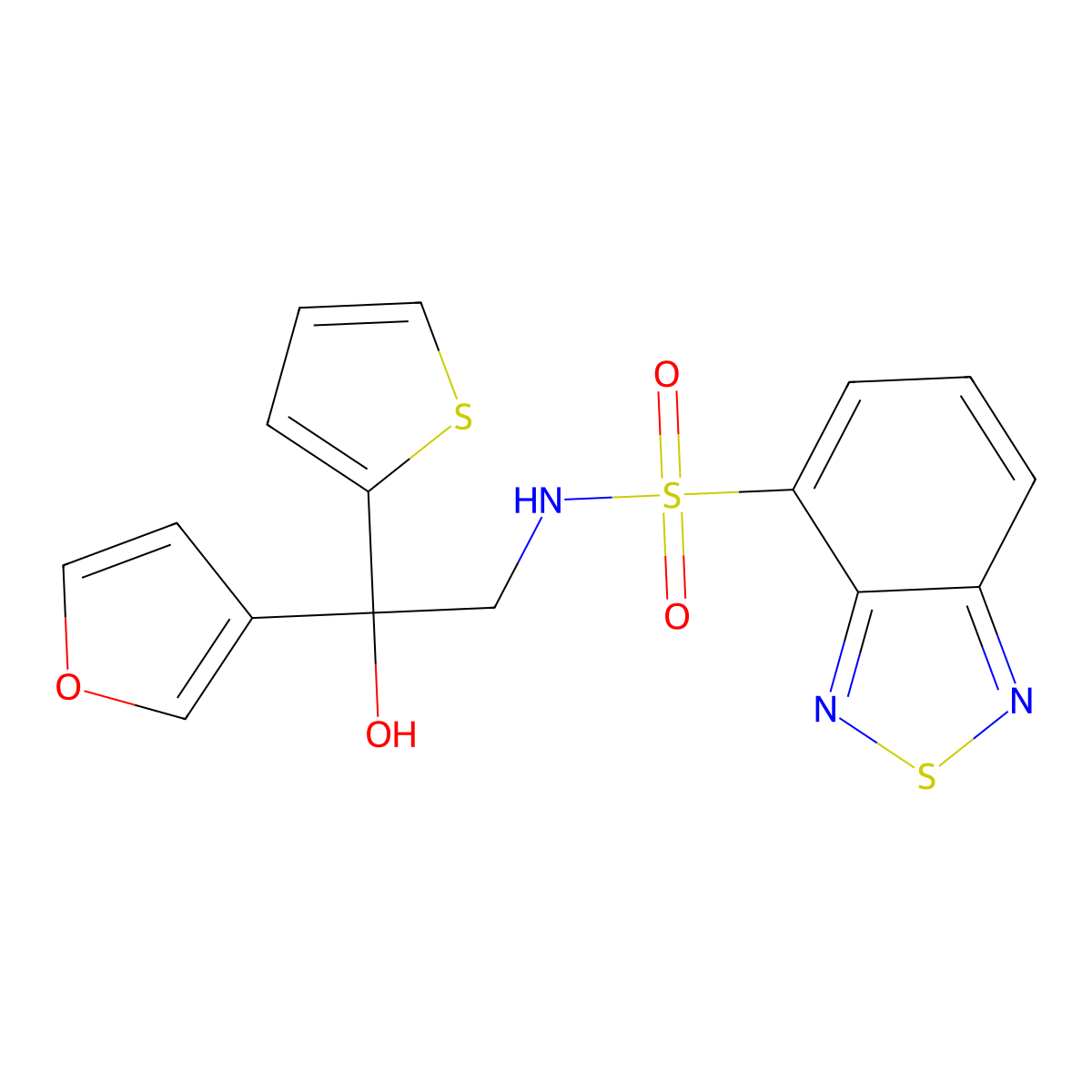 N-(2-(furan-3-yl)-2-hydroxy-2-(thiophen-2-yl)ethyl)benzo[c][1,2,5]thiadiazole-4-sulfonamide molecular structure, CAS 2034489-02-4