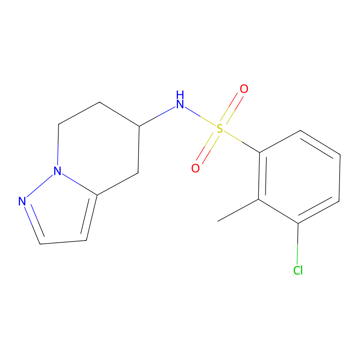 3-chloro-2-methyl-N-(4,5,6,7-tetrahydropyrazolo[1,5-a]pyridin-5-yl)benzenesulfonamide molecular structure, CAS 2034489-05-7
