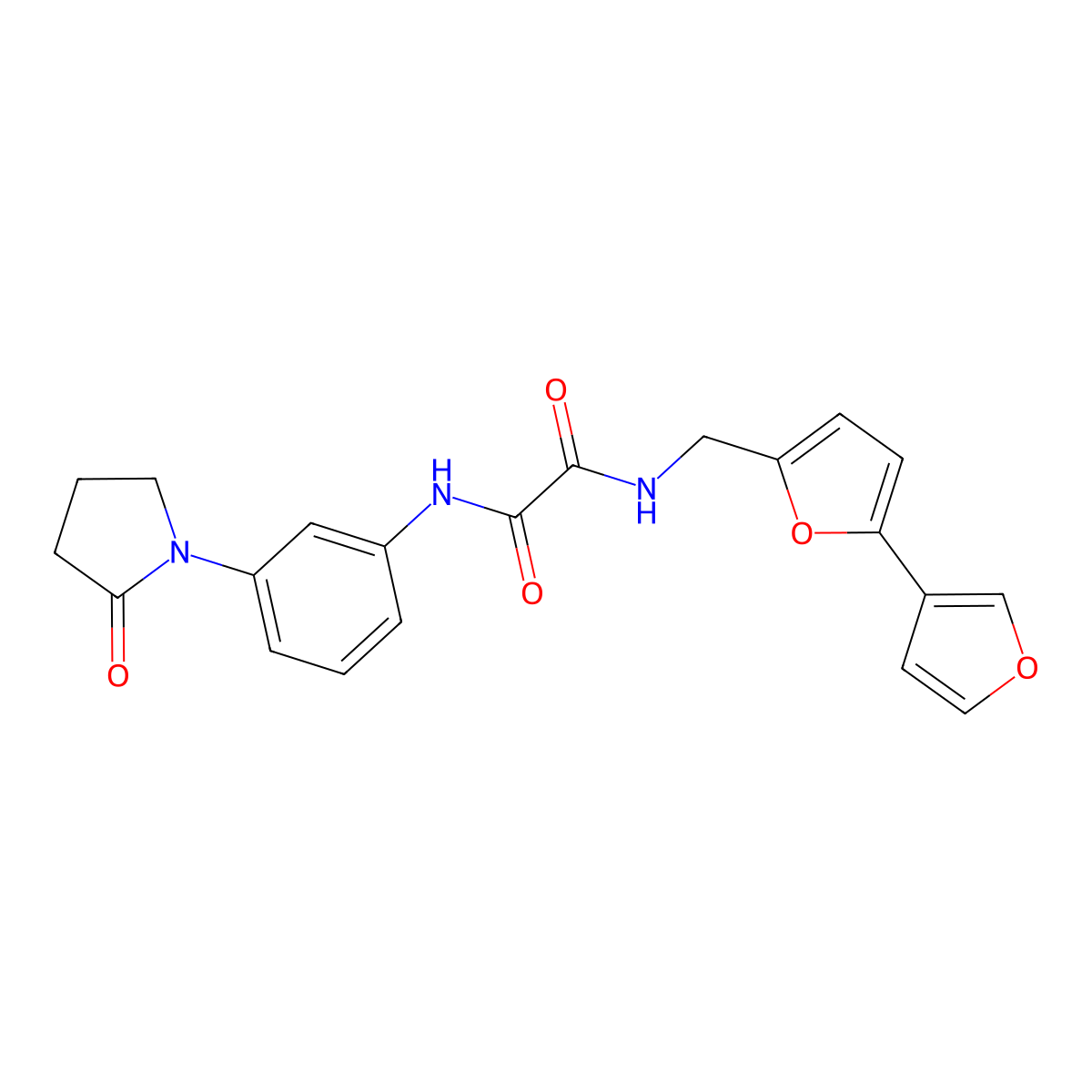 N-({[2,3'-bifuran]-5-yl}methyl)-N'-[3-(2-oxopyrrolidin-1-yl)phenyl]ethanediamide molecular structure, CAS 2034489-09-1