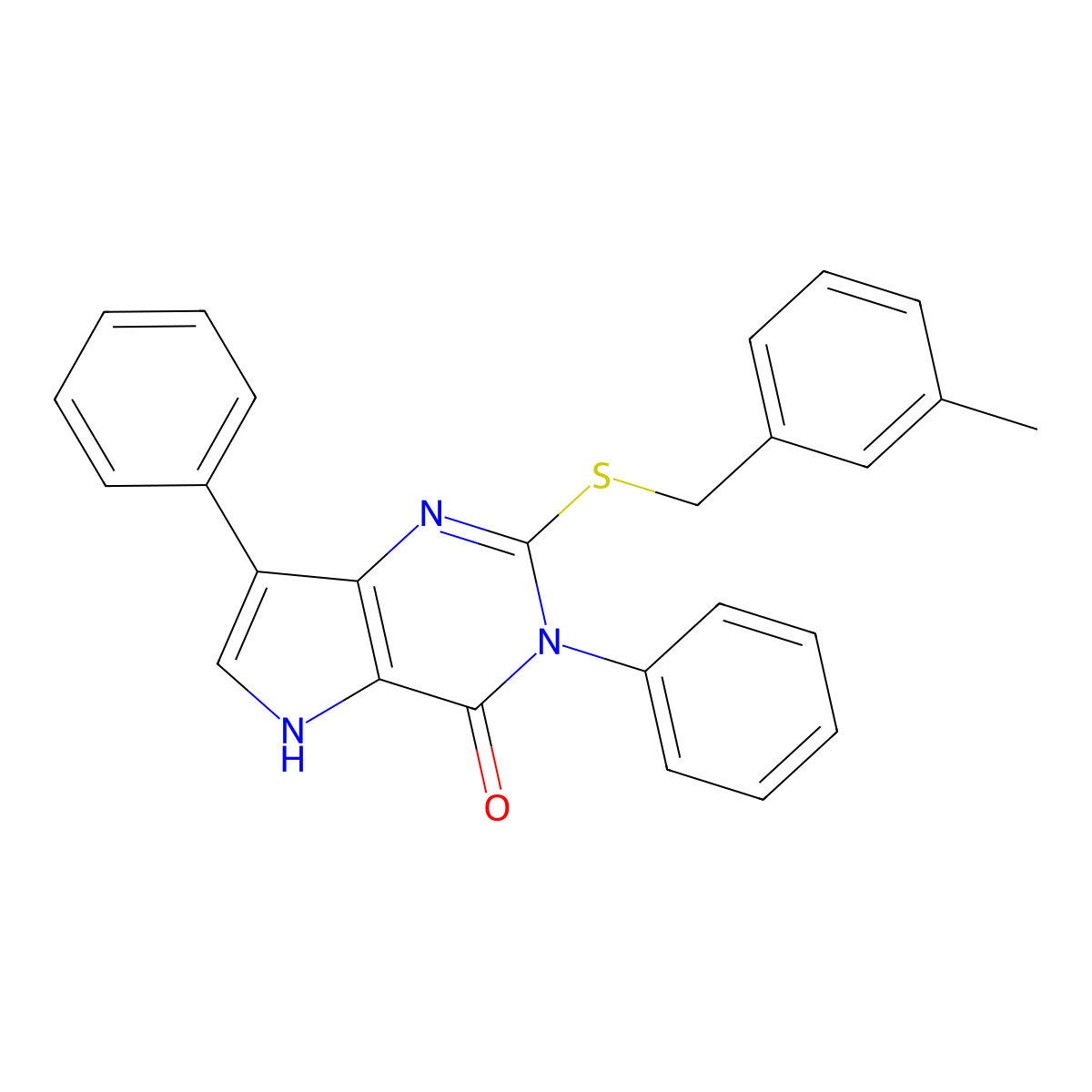 2-((3-methylbenzyl)thio)-3,7-diphenyl-3H-pyrrolo[3,2-d]pyrimidin-4(5H)-one molecular structure, CAS 2034489-11-5