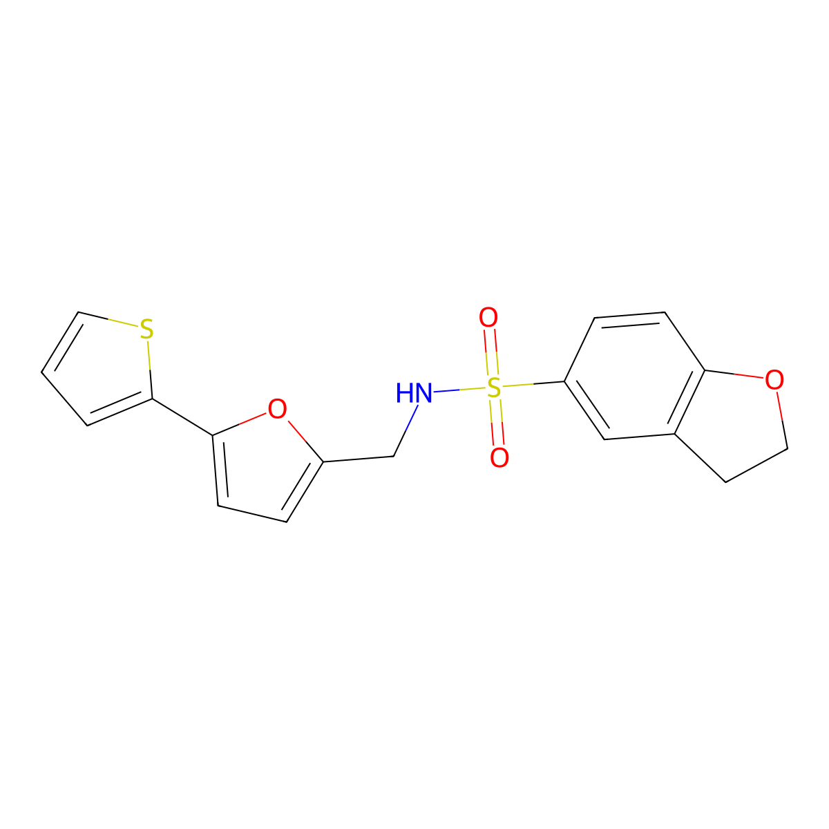 N-((5-(thiophen-2-yl)furan-2-yl)methyl)-2,3-dihydrobenzofuran-5-sulfonamide molecular structure, CAS 2034489-12-6