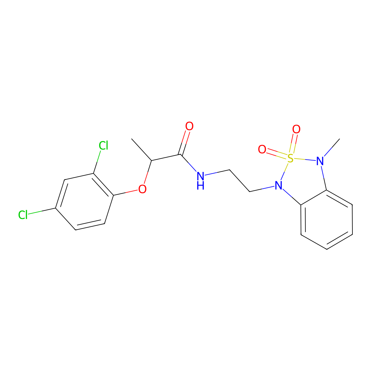 2-(2,4-dichlorophenoxy)-N-(2-(3-methyl-2,2-dioxidobenzo[c][1,2,5]thiadiazol-1(3H)-yl)ethyl)propanamide molecular structure, CAS 2034489-14-8