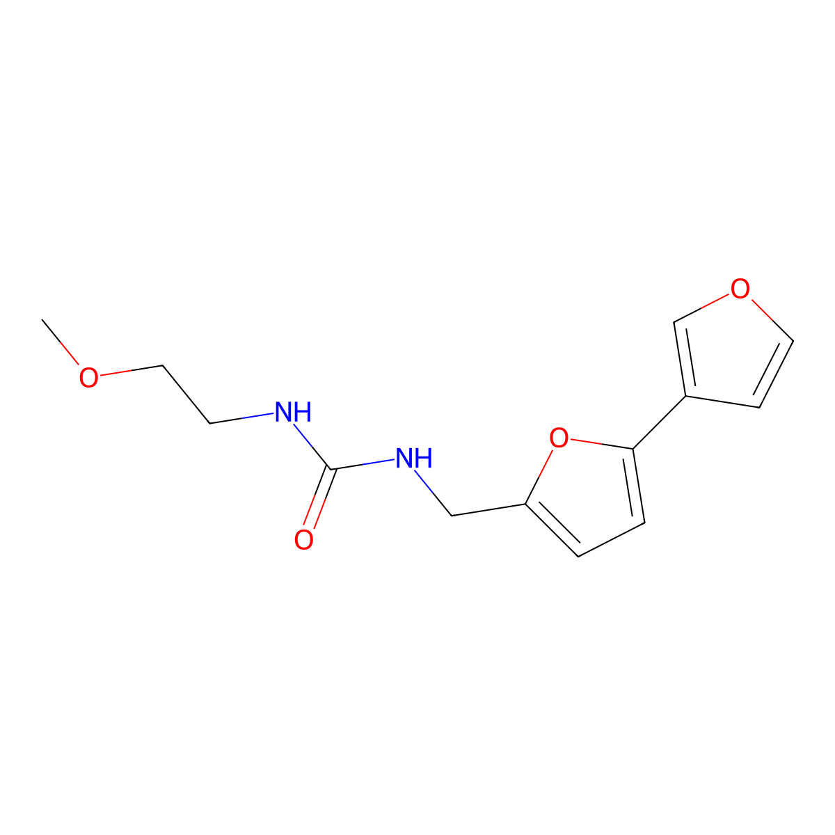 1-({[2,3'-Bifuran]-5-yl}methyl)-3-(2-methoxyethyl)urea molecular structure, CAS 2034489-16-0