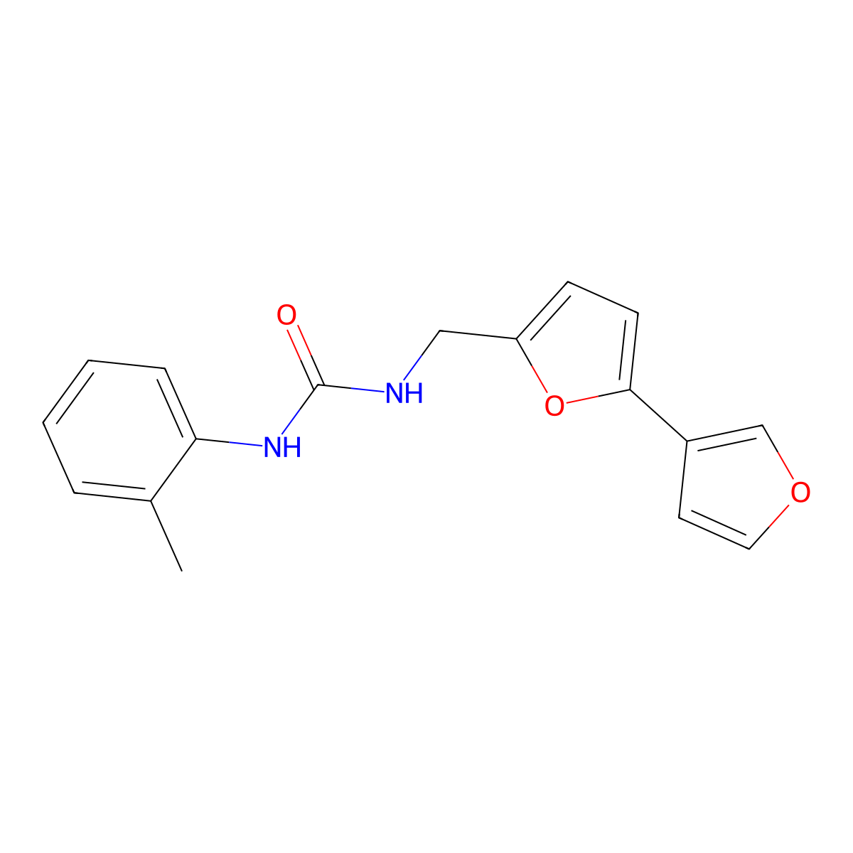 3-({[2,3'-Bifuran]-5-yl}methyl)-1-(2-methylphenyl)urea molecular structure, CAS 2034489-22-8