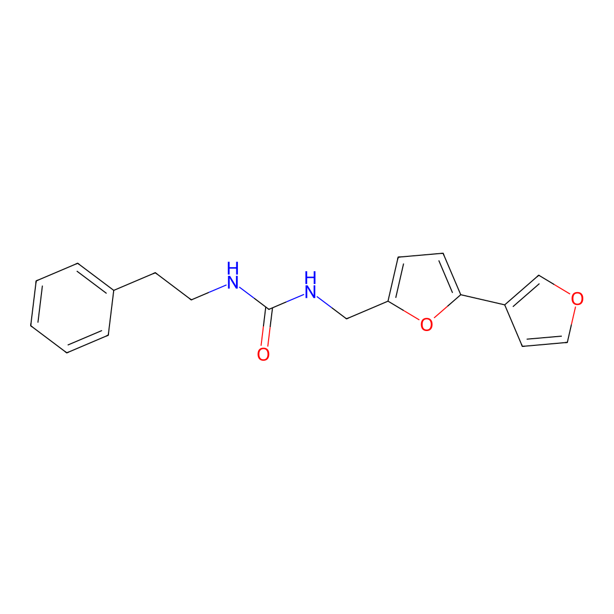 1-([2,3'-Bifuran]-5-ylmethyl)-3-phenethylurea molecular structure, CAS 2034489-30-8