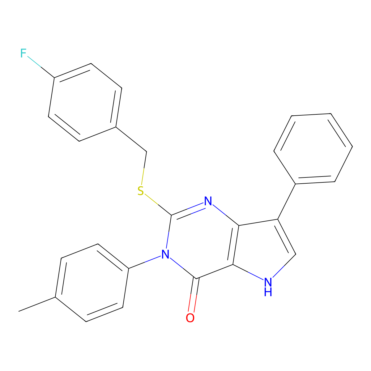 2-((4-fluorobenzyl)thio)-7-phenyl-3-(p-tolyl)-3H-pyrrolo[3,2-d]pyrimidin-4(5H)-one molecular structure, CAS 2034489-40-0