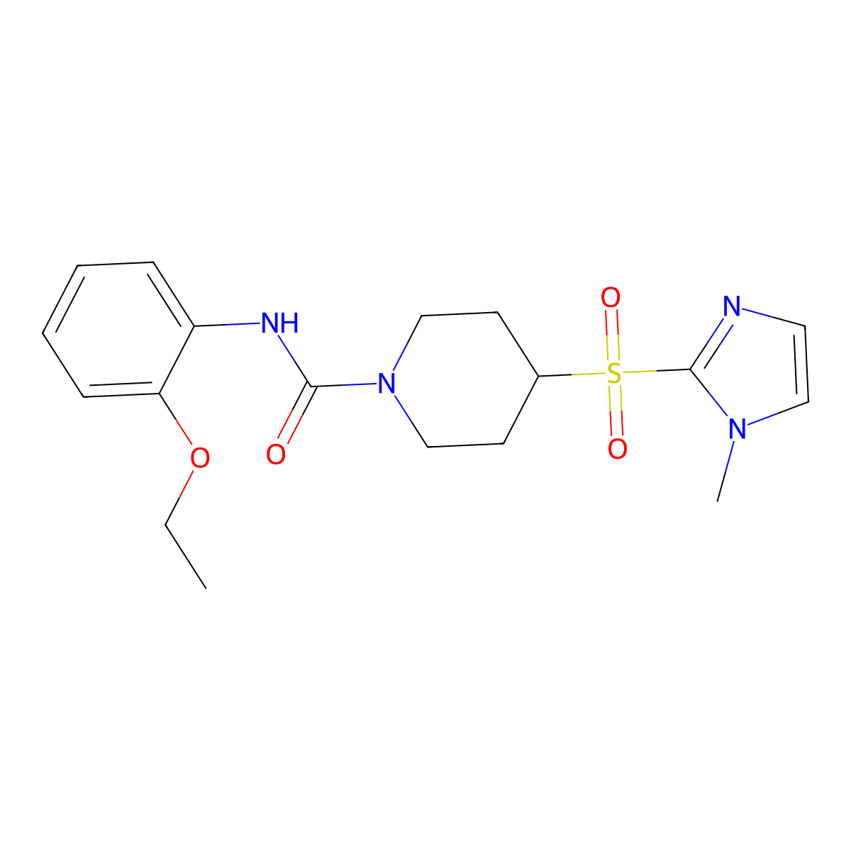 N-(2-ethoxyphenyl)-4-((1-methyl-1H-imidazol-2-yl)sulfonyl)piperidine-1-carboxamide molecular structure, CAS 2034489-45-5