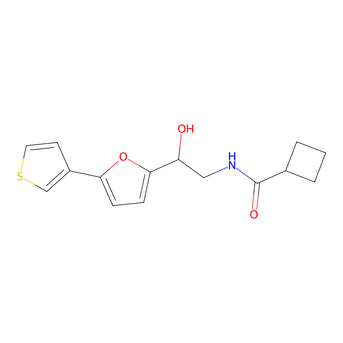 N-{2-hydroxy-2-[5-(thiophen-3-yl)furan-2-yl]ethyl}cyclobutanecarboxamide molecular structure, CAS 2034489-48-8