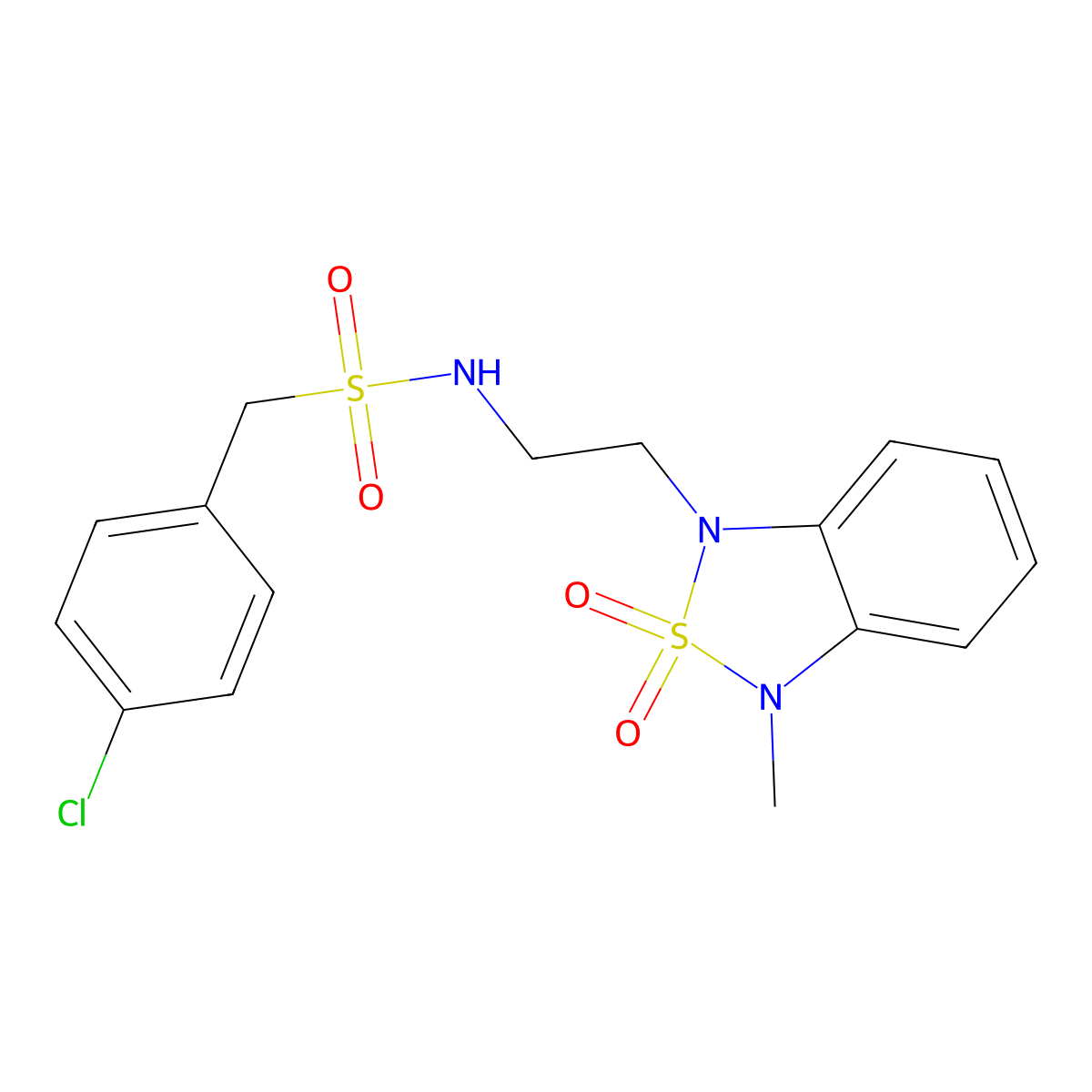 1-(4-chlorophenyl)-N-(2-(3-methyl-2,2-dioxidobenzo[c][1,2,5]thiadiazol-1(3H)-yl)ethyl)methanesulfonamide molecular structure, CAS 2034489-52-4