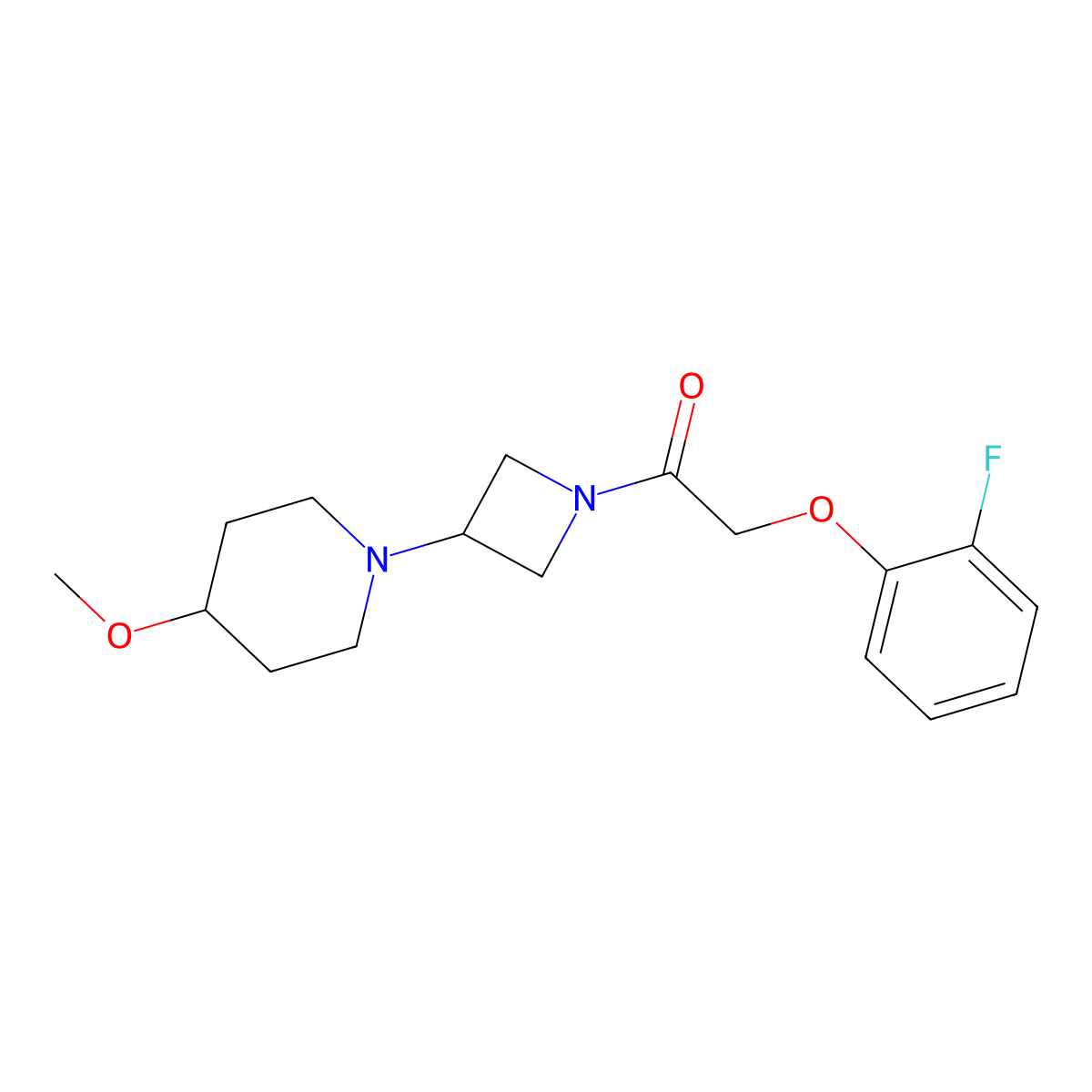2-(2-Fluorophenoxy)-1-(3-(4-methoxypiperidin-1-yl)azetidin-1-yl)ethanone molecular structure, CAS 2034489-56-8