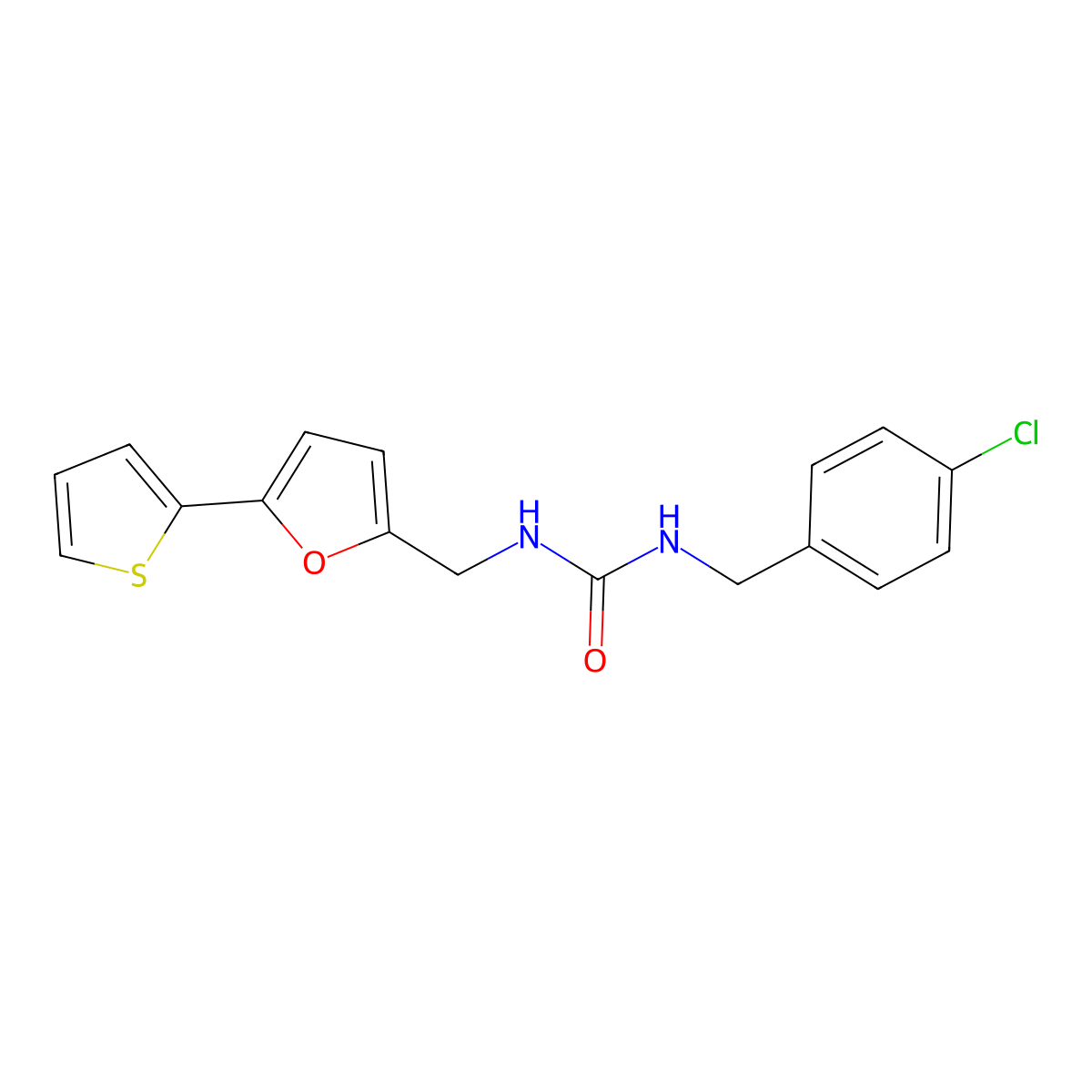 1-(4-Chlorobenzyl)-3-((5-(thiophen-2-yl)furan-2-yl)methyl)urea molecular structure, CAS 2034489-57-9