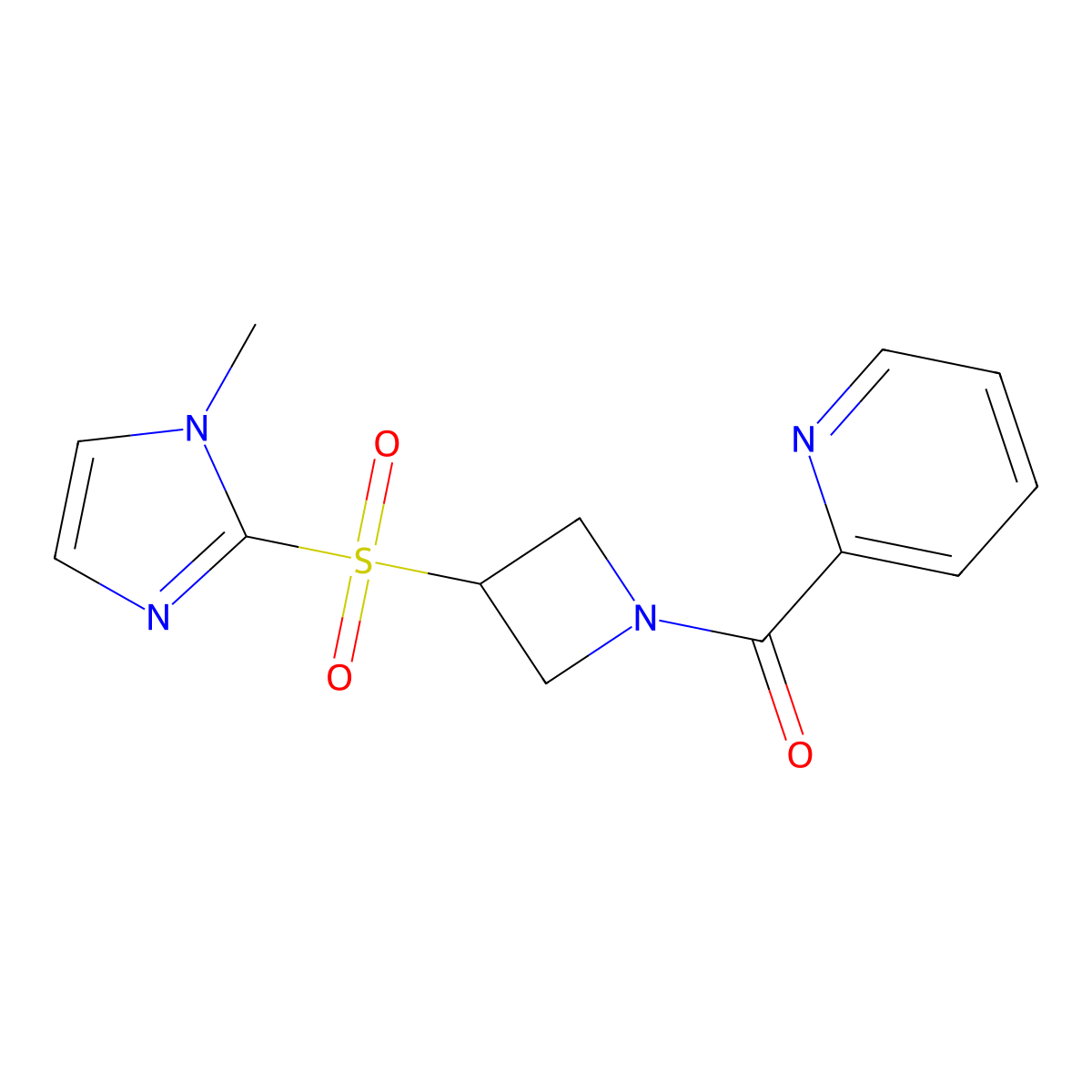(3-((1-methyl-1H-imidazol-2-yl)sulfonyl)azetidin-1-yl)(pyridin-2-yl)methanone molecular structure, CAS 2034489-59-1