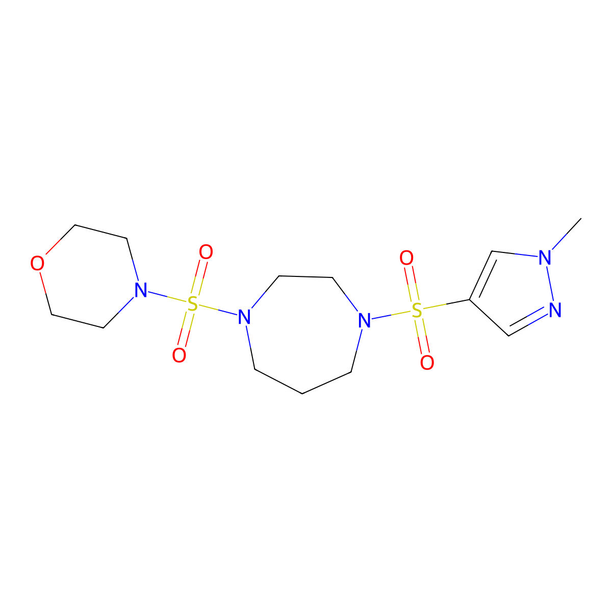 4-((4-((1-methyl-1H-pyrazol-4-yl)sulfonyl)-1,4-diazepan-1-yl)sulfonyl)morpholine molecular structure, CAS 2034489-71-7