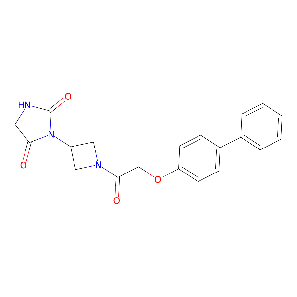 3-[1-(2-{[1,1'-Biphenyl]-4-yloxy}acetyl)azetidin-3-yl]imidazolidine-2,4-dione molecular structure, CAS 2034489-73-9