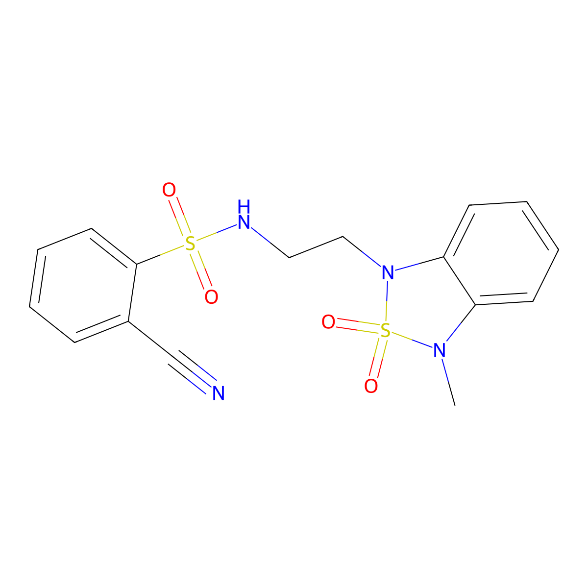 2-cyano-N-(2-(3-methyl-2,2-dioxidobenzo[c][1,2,5]thiadiazol-1(3H)-yl)ethyl)benzenesulfonamide molecular structure, CAS 2034489-80-8