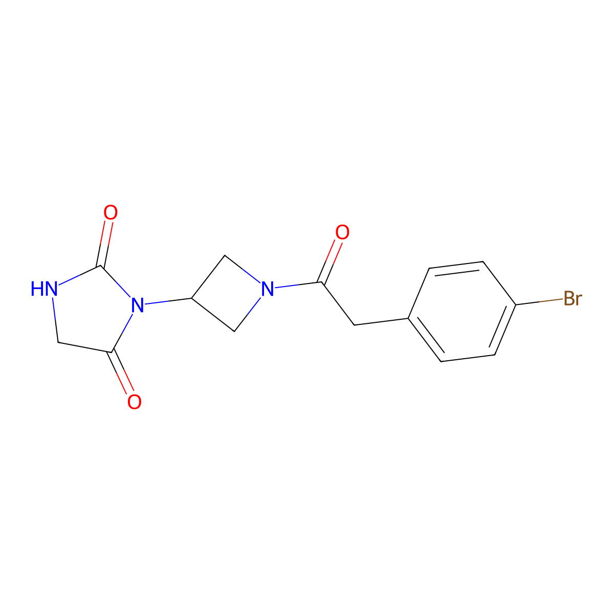 3-(1-(2-(4-Bromophenyl)acetyl)azetidin-3-yl)imidazolidine-2,4-dione molecular structure, CAS 2034489-83-1