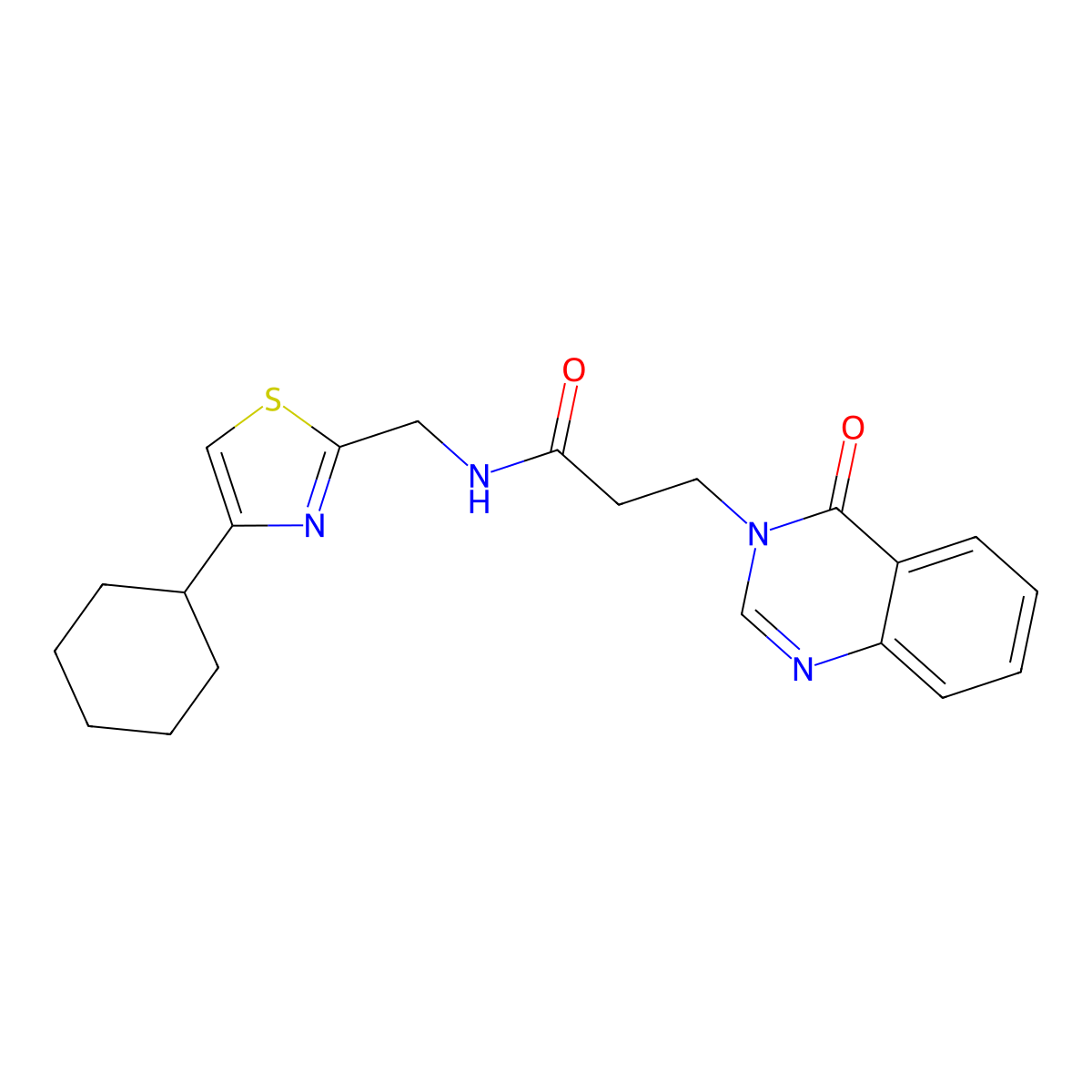 N-[(4-cyclohexyl-1,3-thiazol-2-yl)methyl]-3-(4-oxo-3,4-dihydroquinazolin-3-yl)propanamide molecular structure, CAS 2034489-85-3