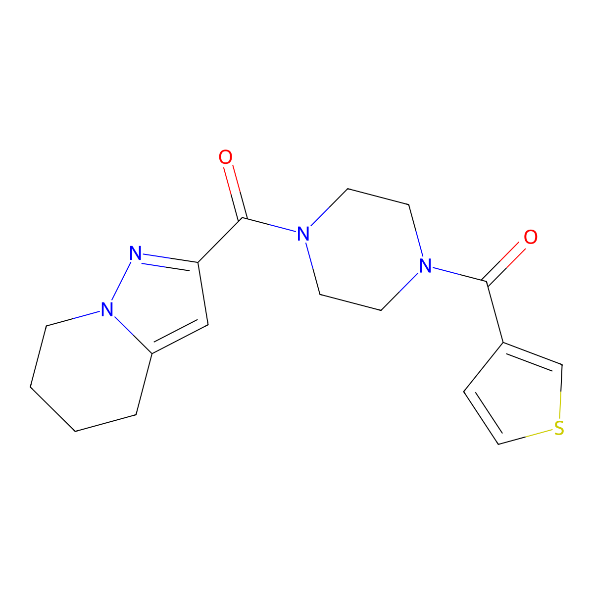 (4,5,6,7-Tetrahydropyrazolo[1,5-a]pyridin-2-yl)(4-(thiophene-3-carbonyl)piperazin-1-yl)methanone molecular structure, CAS 2034489-86-4