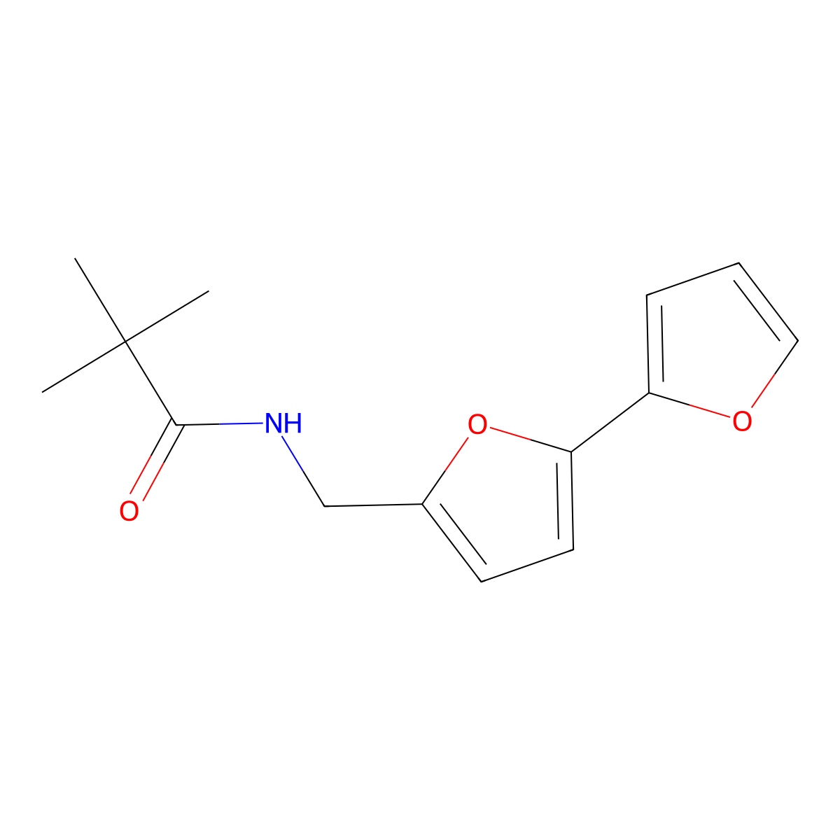 N-({[2,2'-bifuran]-5-yl}methyl)-2,2-dimethylpropanamide molecular structure, CAS 2034489-90-0