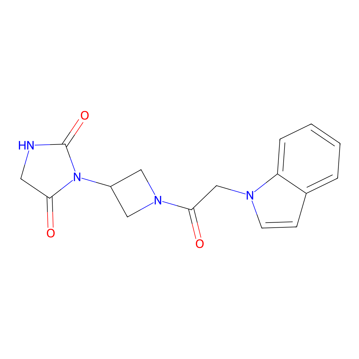 3-{1-[2-(1H-indol-1-yl)acetyl]azetidin-3-yl}imidazolidine-2,4-dione molecular structure, CAS 2034489-91-1