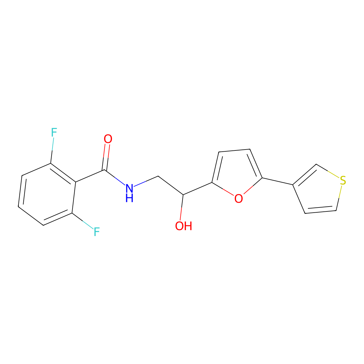 2,6-difluoro-N-{2-hydroxy-2-[5-(thiophen-3-yl)furan-2-yl]ethyl}benzamide molecular structure, CAS 2034489-92-2