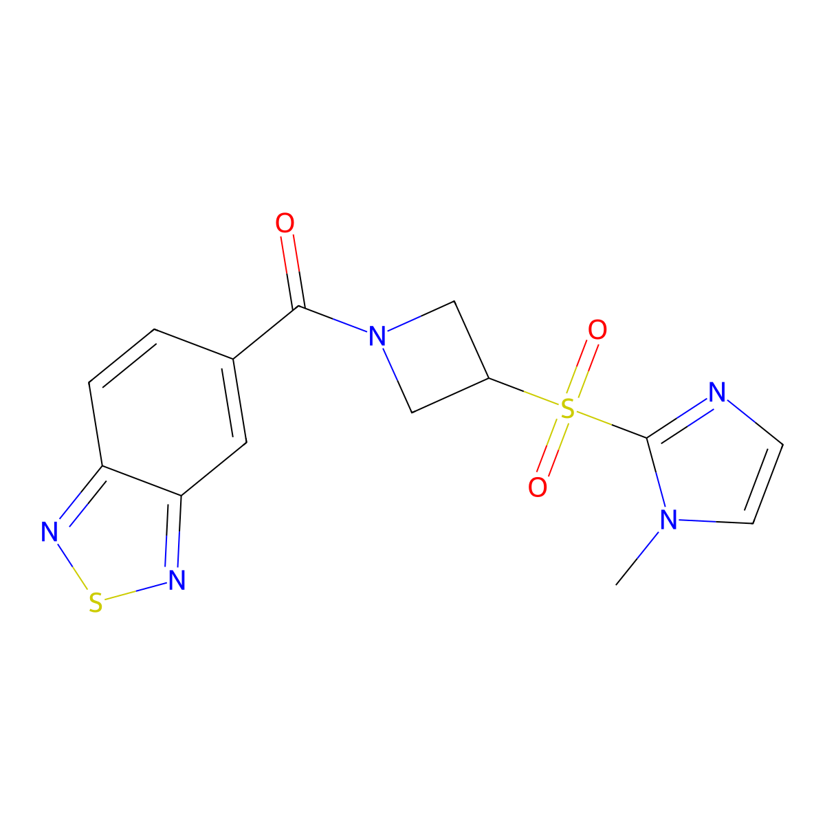 benzo[c][1,2,5]thiadiazol-5-yl(3-((1-methyl-1H-imidazol-2-yl)sulfonyl)azetidin-1-yl)methanone molecular structure, CAS 2034489-94-4