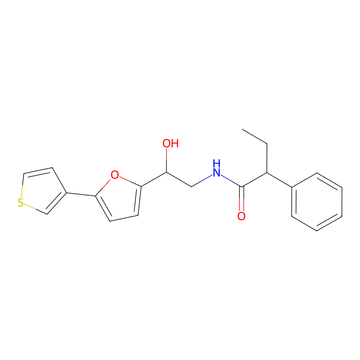 N-(2-hydroxy-2-(5-(thiophen-3-yl)furan-2-yl)ethyl)-2-phenylbutanamide molecular structure, CAS 2034490-01-0