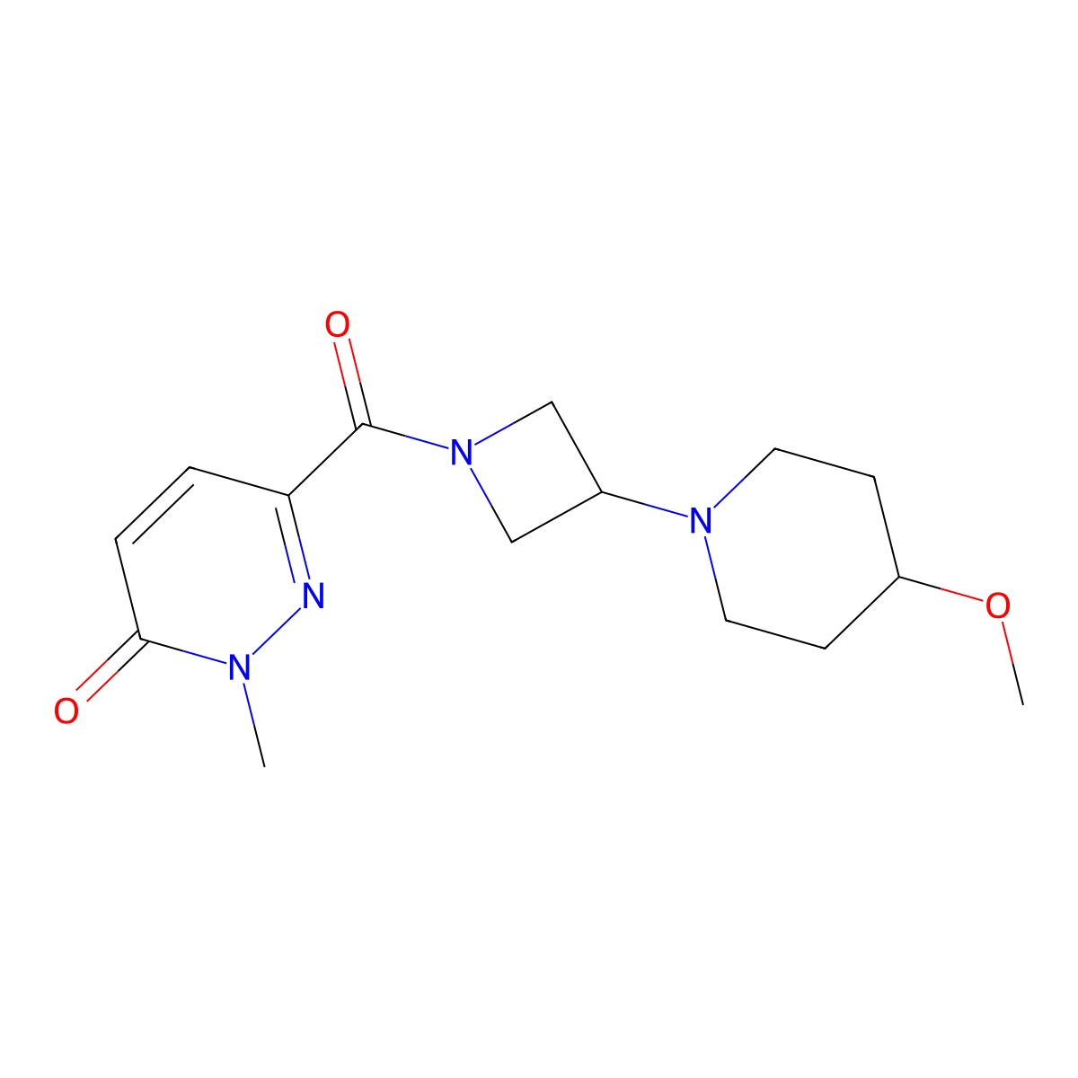 6-(3-(4-methoxypiperidin-1-yl)azetidine-1-carbonyl)-2-methylpyridazin-3(2H)-one molecular structure, CAS 2034490-04-3
