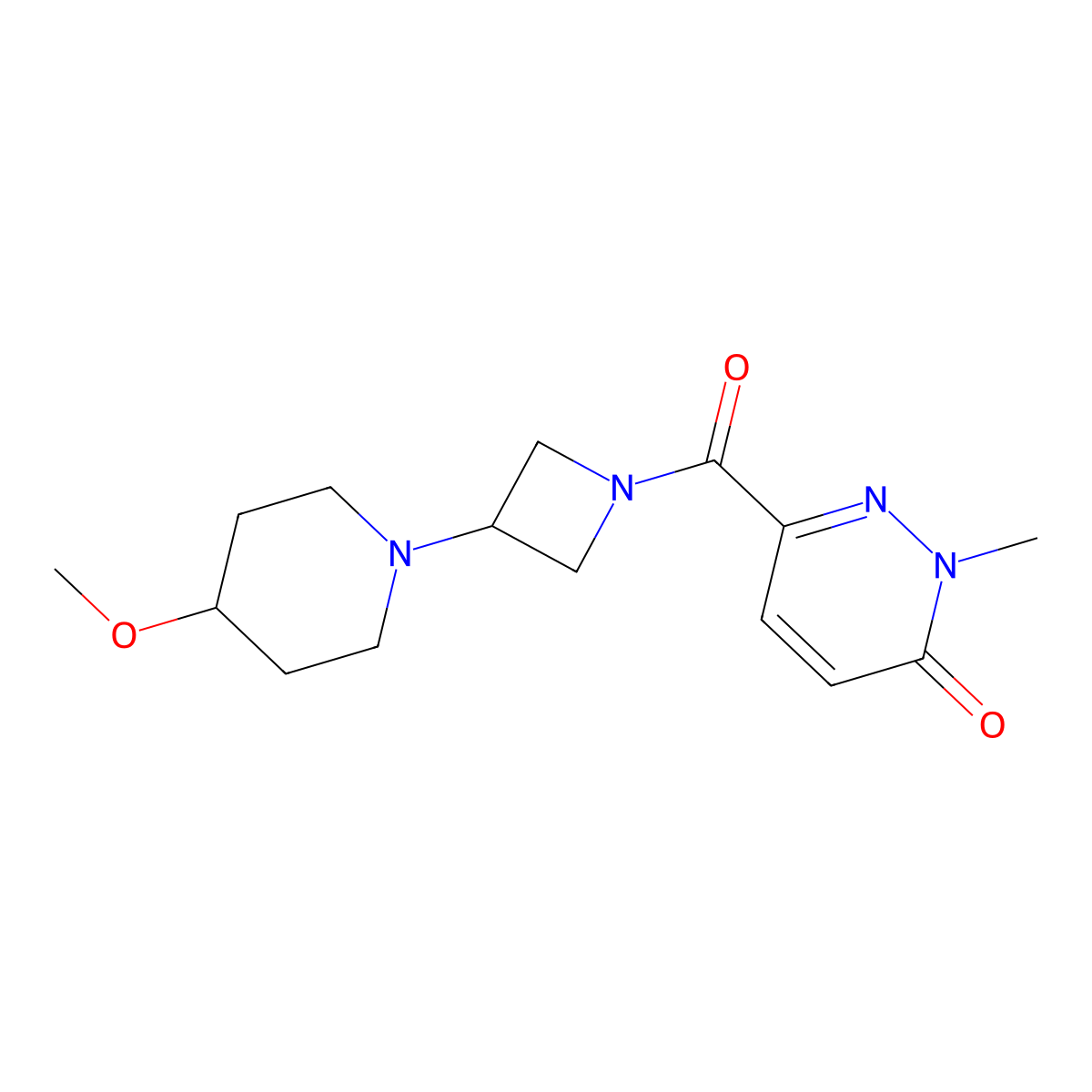 6-(3-(4-methoxypiperidin-1-yl)azetidine-1-carbonyl)-2-methylpyridazin-3(2H)-one molecular structure, CAS 2034490-04-3