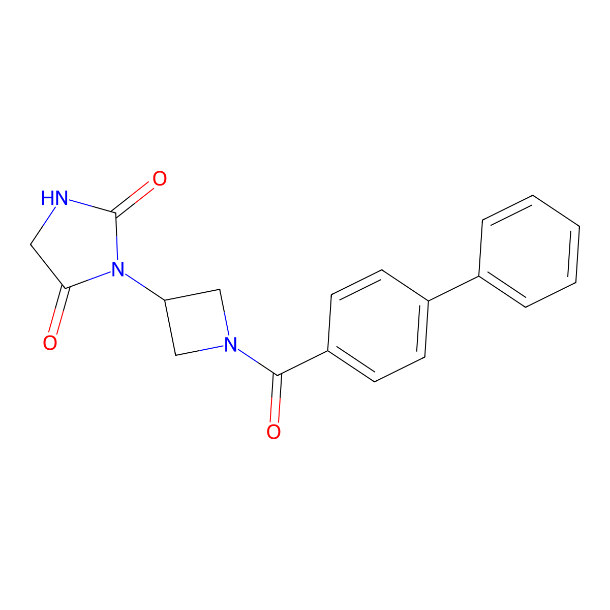 3-(1-{[1,1'-Biphenyl]-4-carbonyl}azetidin-3-yl)imidazolidine-2,4-dione molecular structure, CAS 2034490-12-3