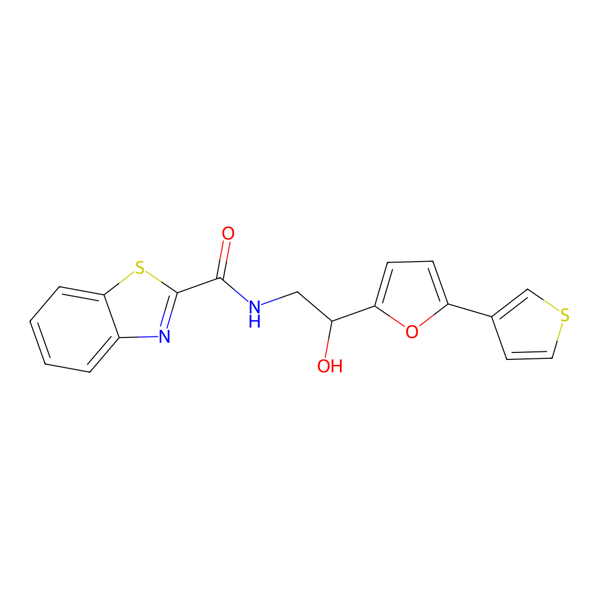 N-(2-hydroxy-2-(5-(thiophen-3-yl)furan-2-yl)ethyl)benzo[d]thiazole-2-carboxamide molecular structure, CAS 2034490-15-6