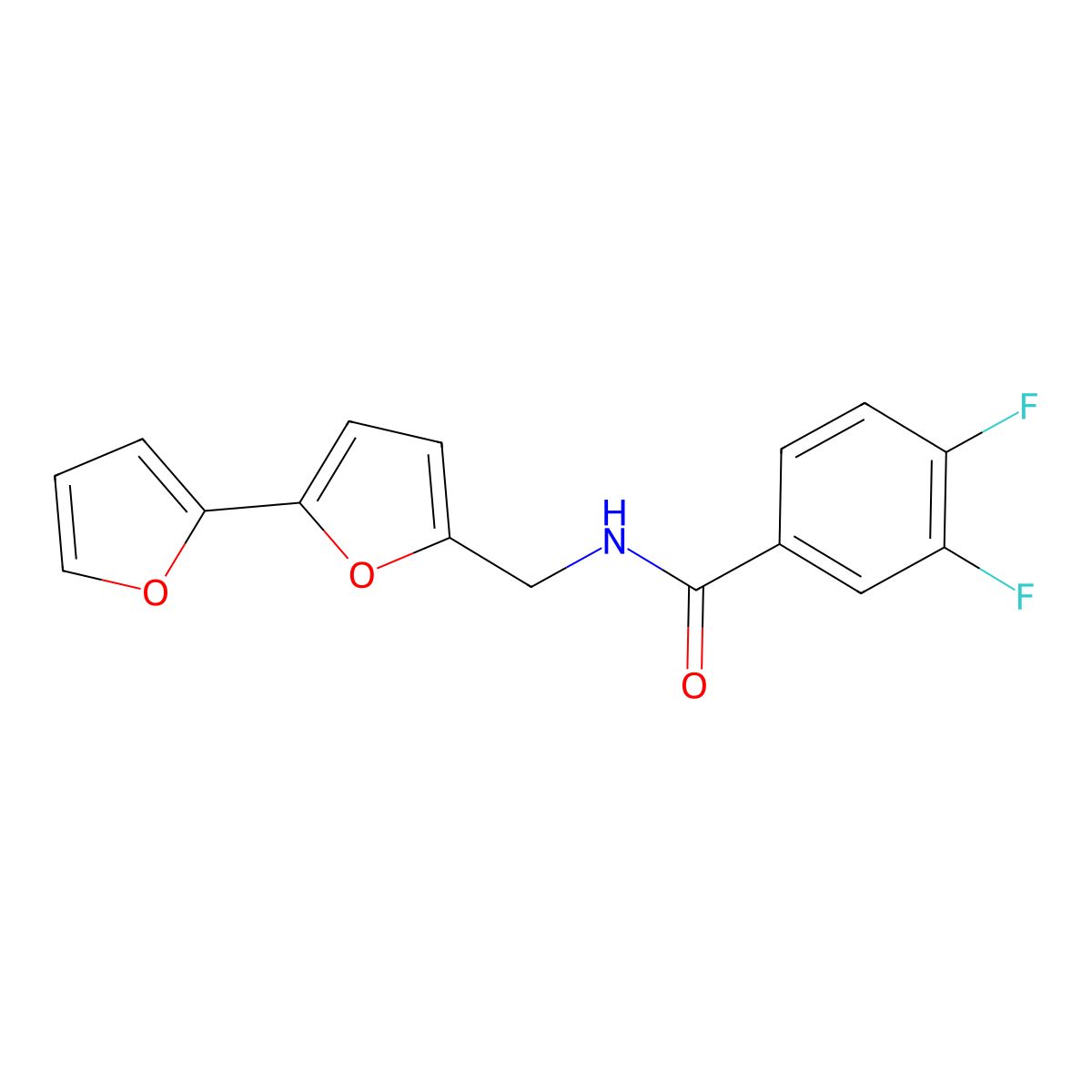 N-([2,2'-bifuran]-5-ylmethyl)-3,4-difluorobenzamide molecular structure, CAS 2034490-18-9