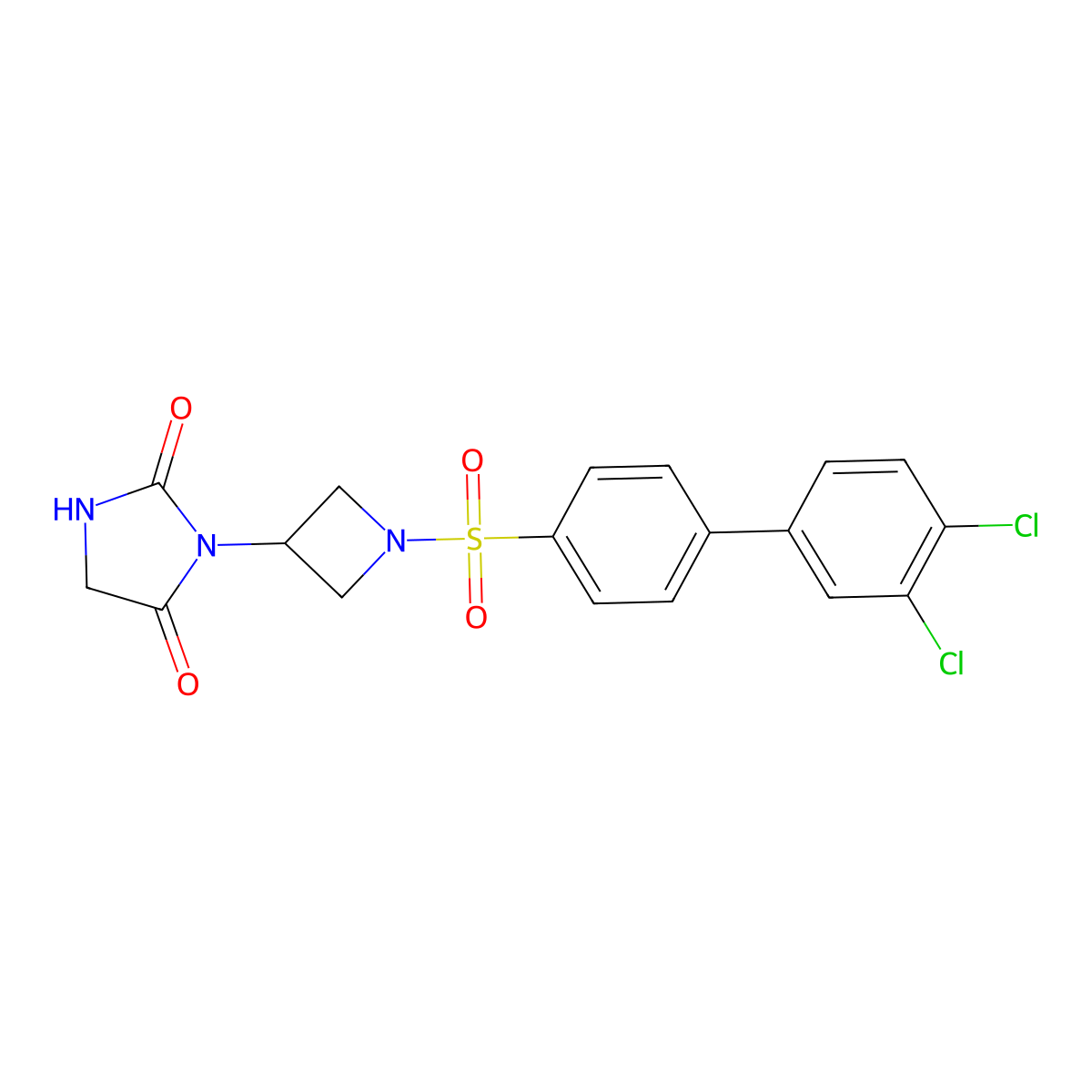3-(1-((3',4'-Dichloro-[1,1'-biphenyl]-4-yl)sulfonyl)azetidin-3-yl)imidazolidine-2,4-dione molecular structure, CAS 2034490-19-0