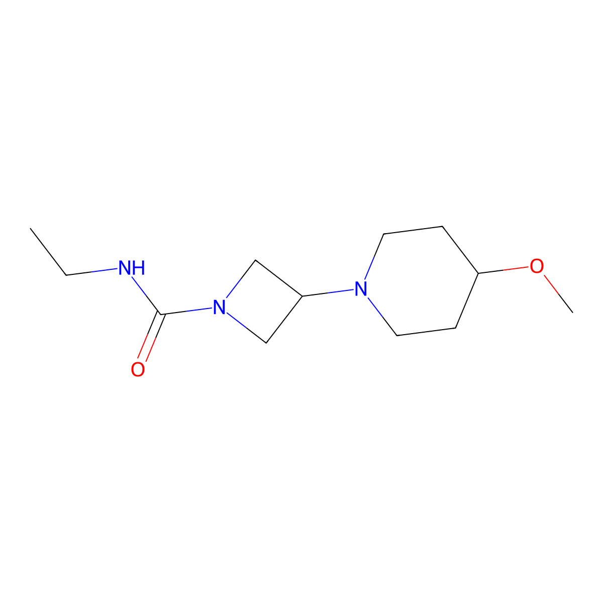 N-ethyl-3-(4-methoxypiperidin-1-yl)azetidine-1-carboxamide molecular structure, CAS 2034490-21-4