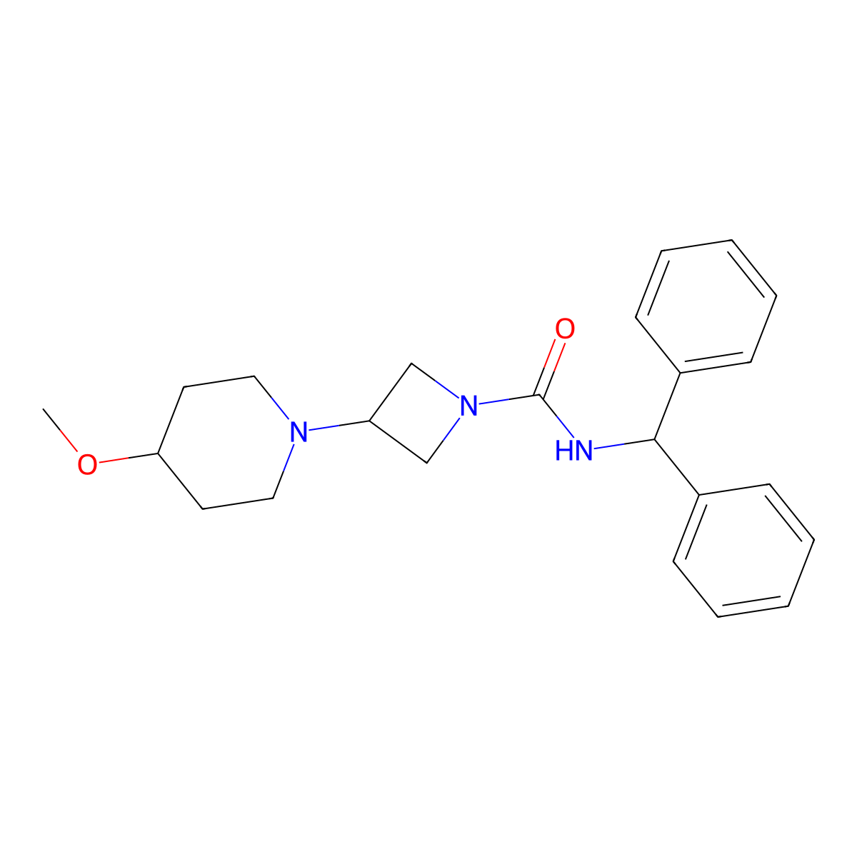 N-benzhydryl-3-(4-methoxypiperidin-1-yl)azetidine-1-carboxamide molecular structure, CAS 2034490-25-8
