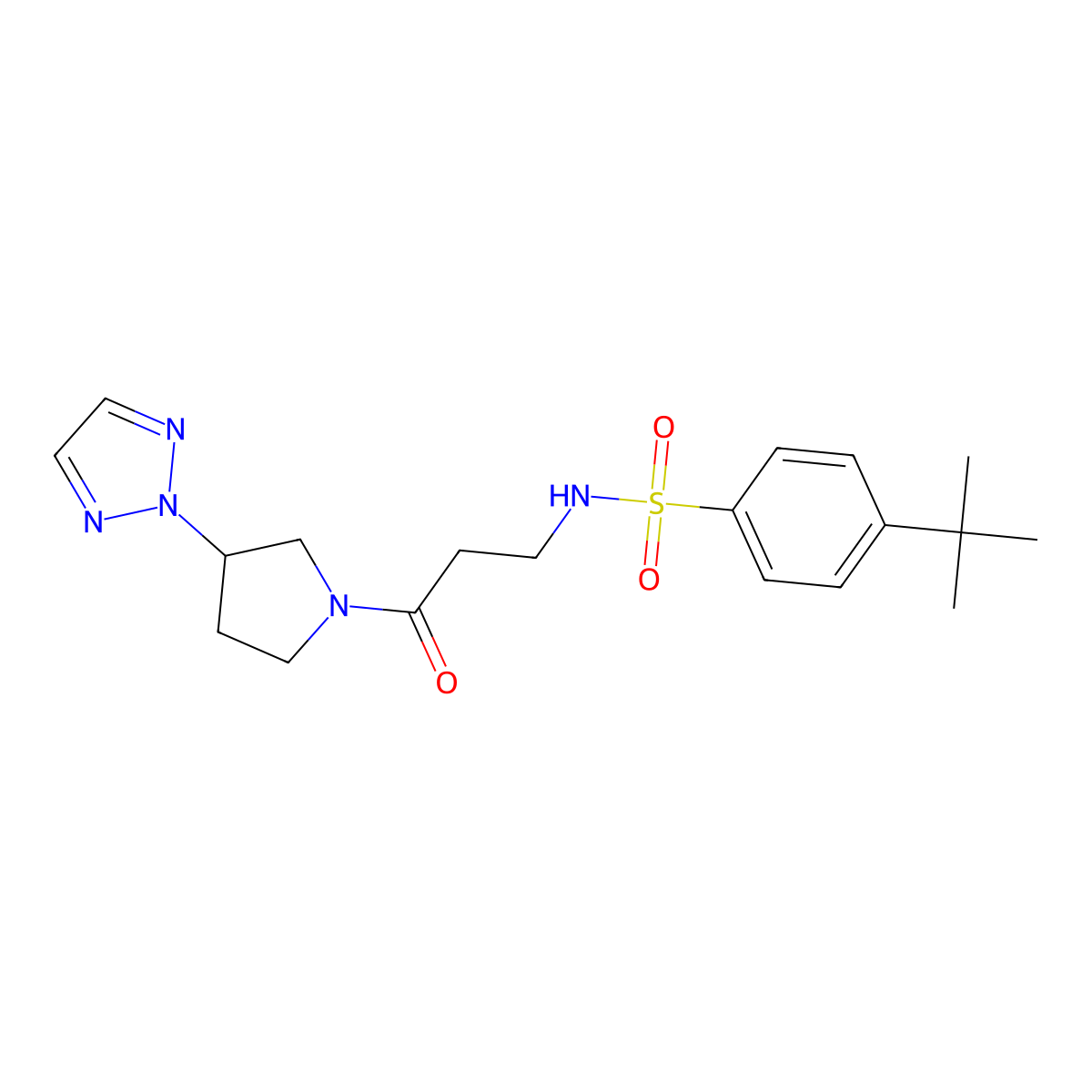 N-(3-(3-(2H-1,2,3-triazol-2-yl)pyrrolidin-1-yl)-3-oxopropyl)-4-(tert-butyl)benzenesulfonamide molecular structure, CAS 2034490-27-0