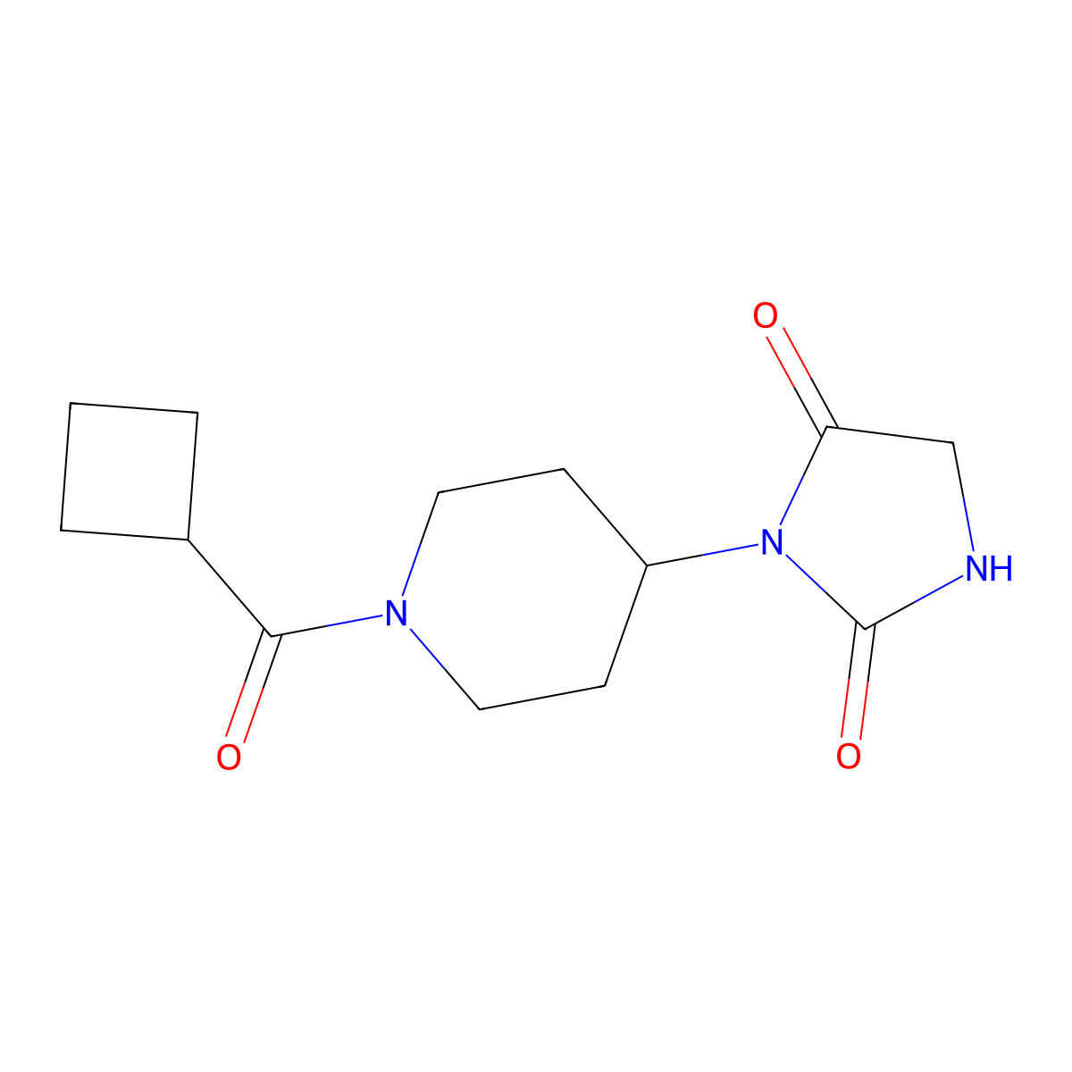 3-(1-(Cyclobutanecarbonyl)piperidin-4-yl)imidazolidine-2,4-dione molecular structure, CAS 2034490-38-3