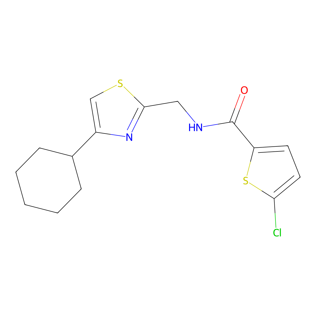5-chloro-N-((4-cyclohexylthiazol-2-yl)methyl)thiophene-2-carboxamide molecular structure, CAS 2034490-46-3