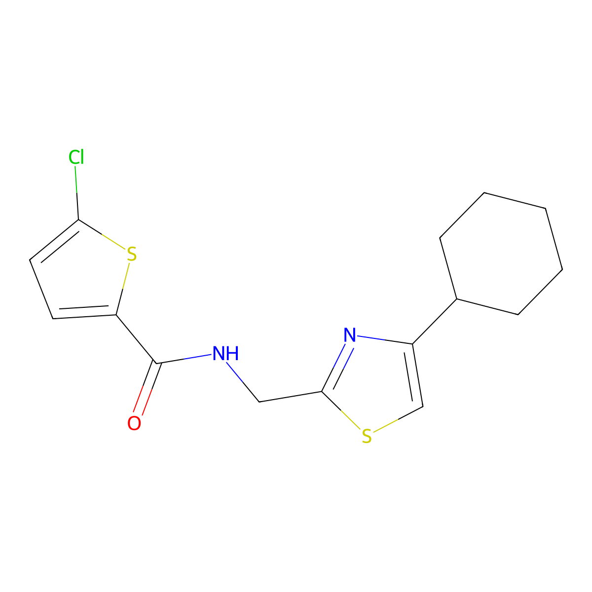5-chloro-N-((4-cyclohexylthiazol-2-yl)methyl)thiophene-2-carboxamide molecular structure, CAS 2034490-46-3